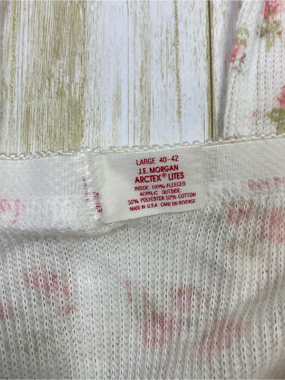 Vintage J.E. Morgan Arctex Lites White Floral Thermal Long Johns - Picture 9 of 11